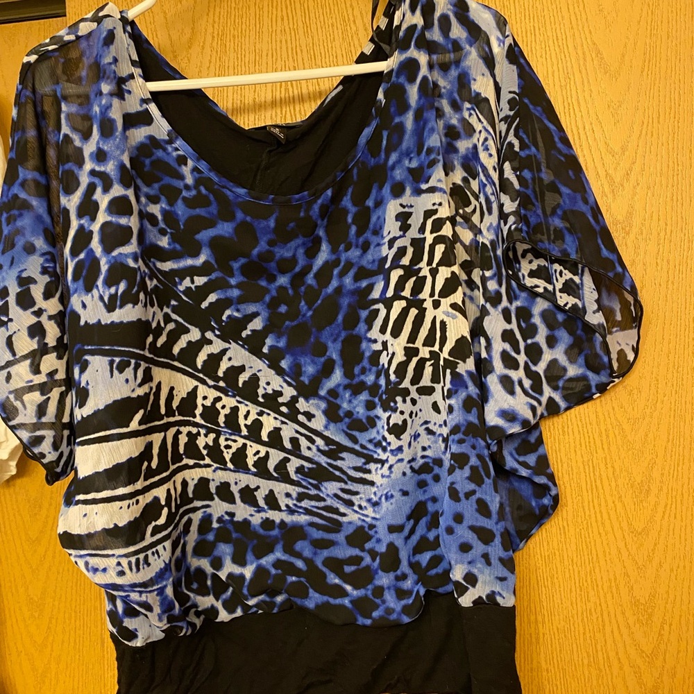 Blue Leopard Print Women's Top